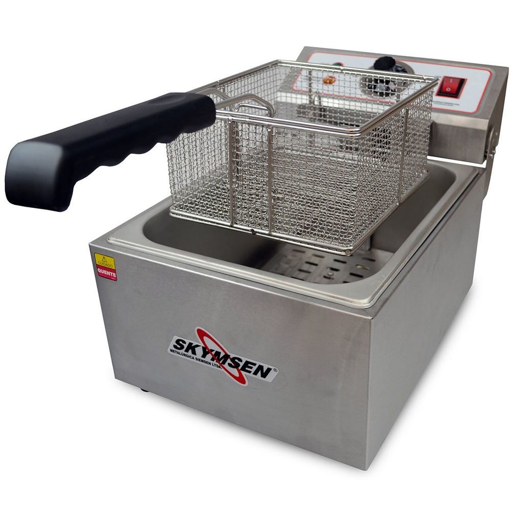 Fritadeira Industrial Elétrica Skymsen 5 Litros Inox Fe10n Com Tampa 110v