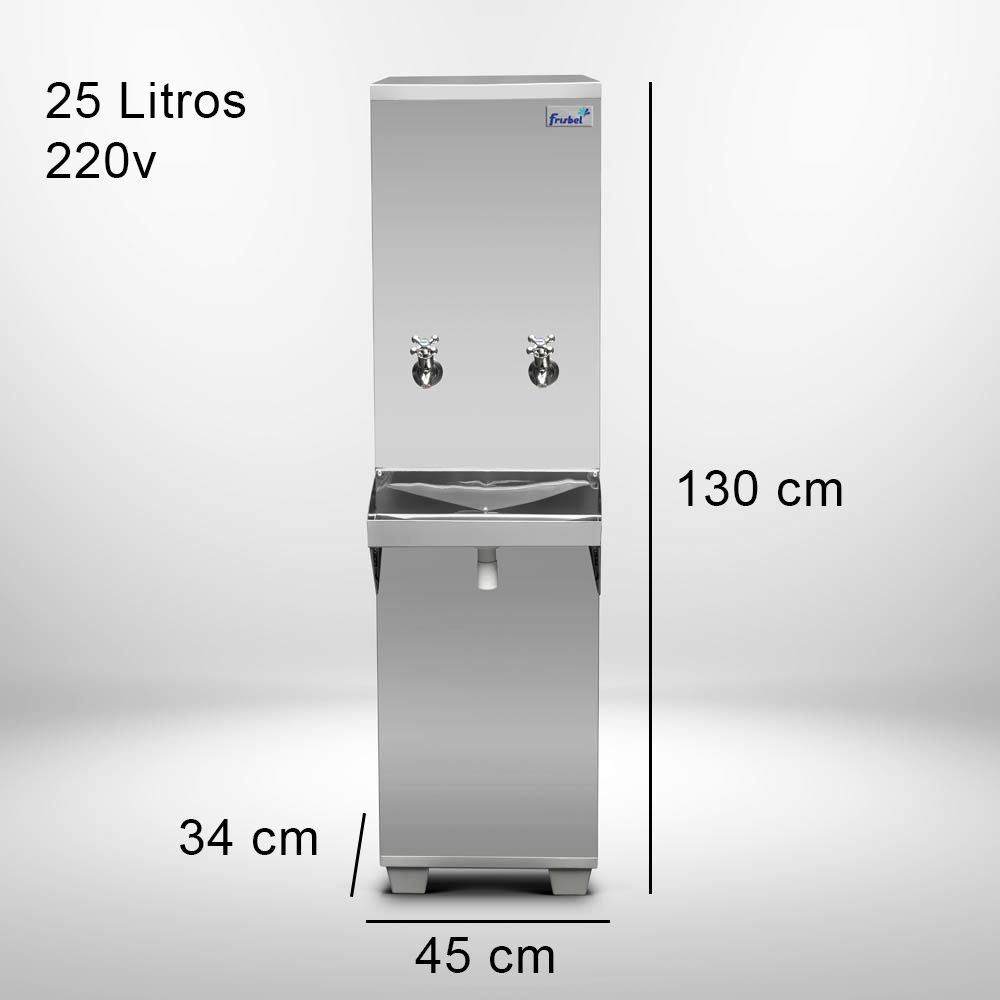 Bebedouro Industrial de Coluna 1 Gelada 1 Natural Inox 25 Litros 220v Frisbel