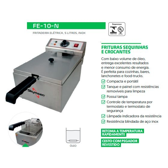 Fritadeira Industrial Elétrica Skymsen 5L Inox FE10N 220v